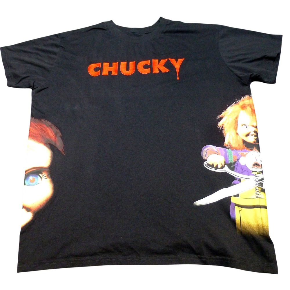 Chucky Horror Movie Graphic T-Shirt Mens XL Black Embroidered Seed of Chucky Tee